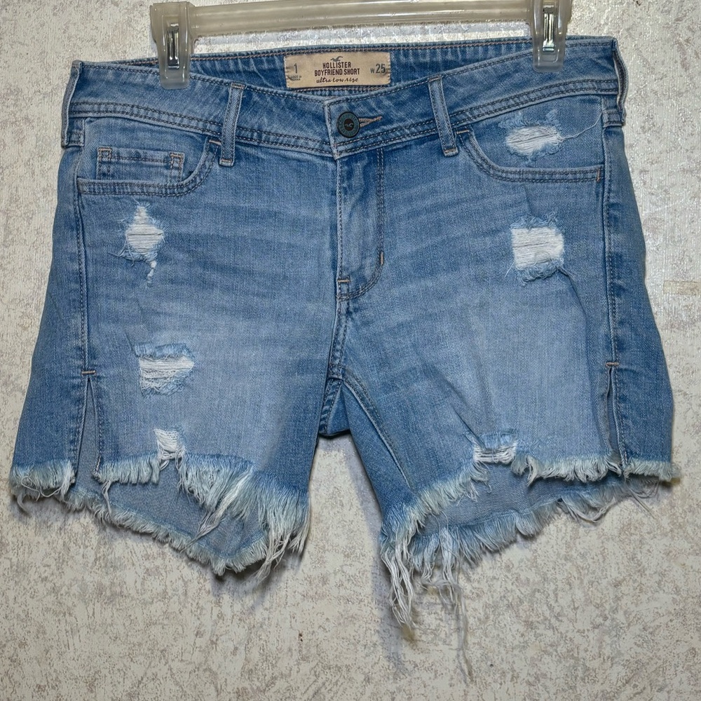 Hollister Light Blue Distressed Jean Shorts